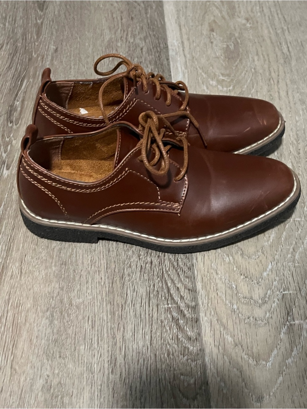 Deer Stags Boys Brown Leather Lace-Up Dress Shoes